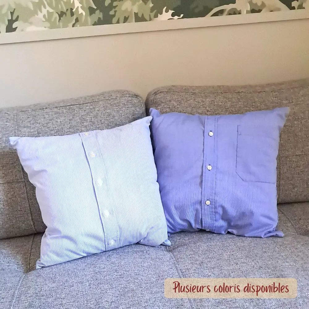 Coussin fait à partir de chemise recyclée Coussin fait à partir de chemise recyclée