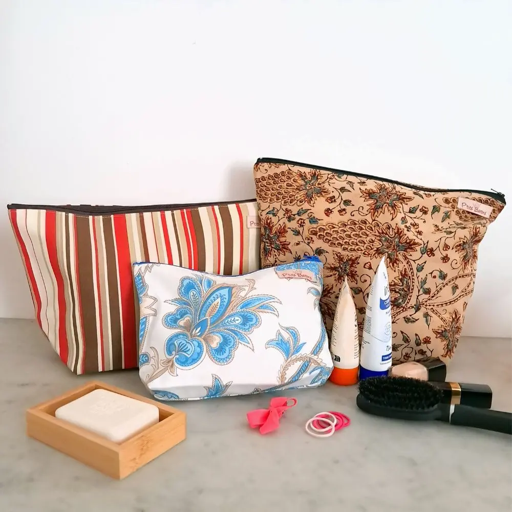 Trousses zippées par le haut en rideaux recyclés Trousses zippées par le haut en rideaux recyclés